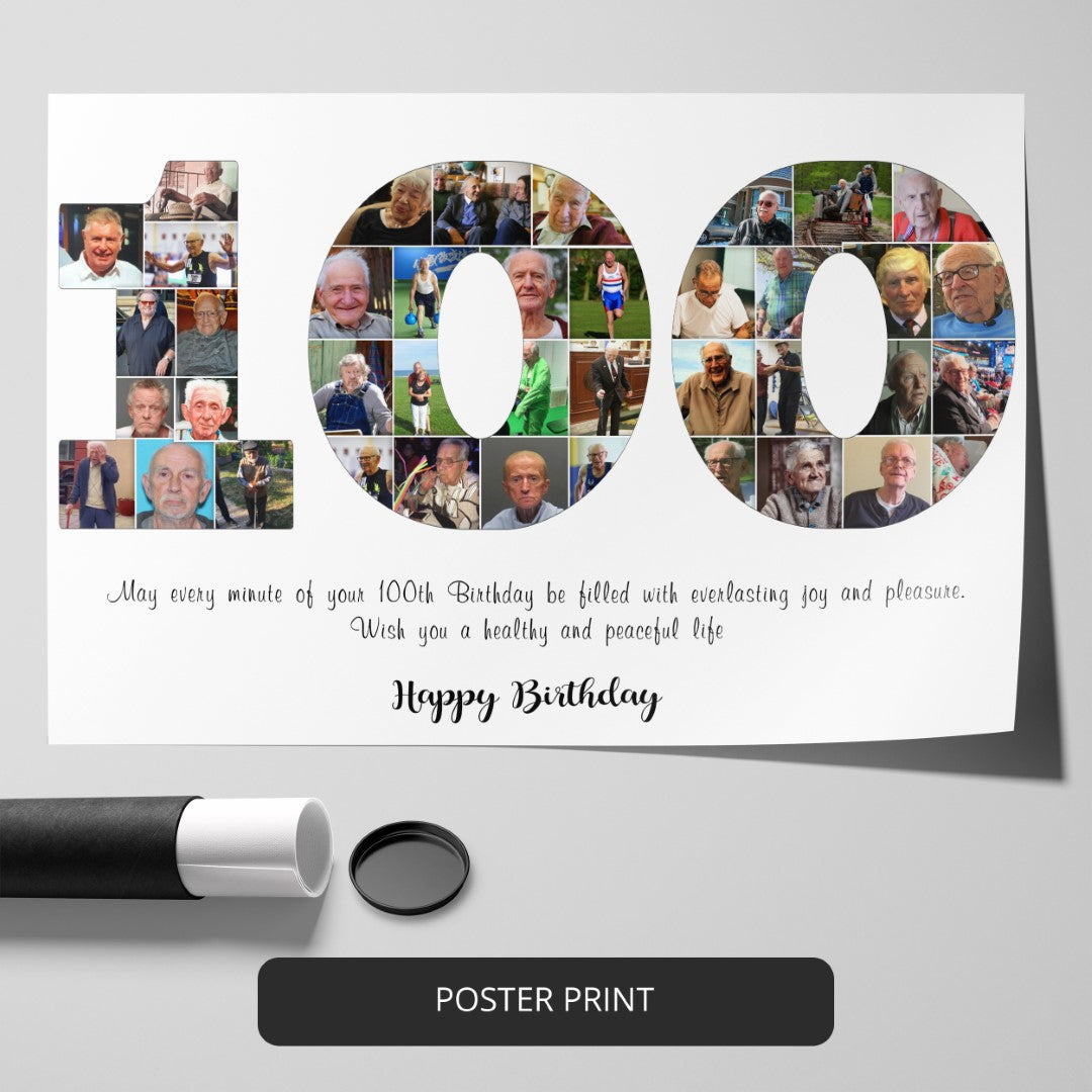 Customized 100th Birthday Collage - Personalised Gifts for 100th Birthday