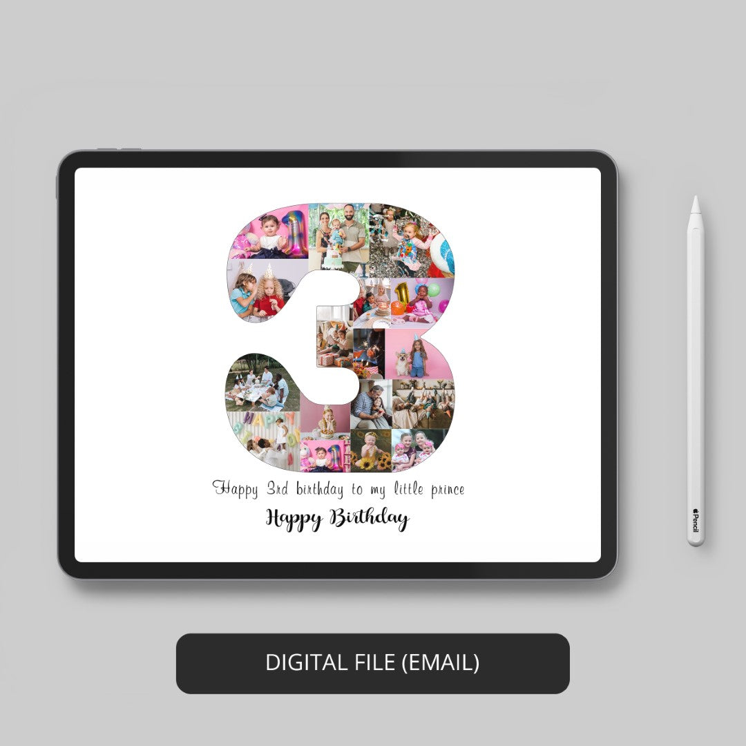 3rd Birthday photo Gift for Girls: Personalized Photo Collage