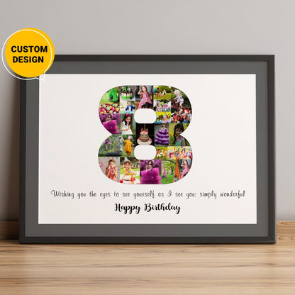 Personalized 8th Birthday Gifts: Custom Photo Collage for Girls