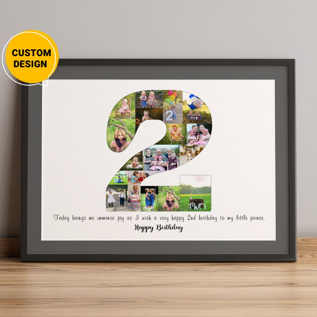 Personalized 2nd Birthday Gifts: Custom Photo Collage for Boys and Girls
