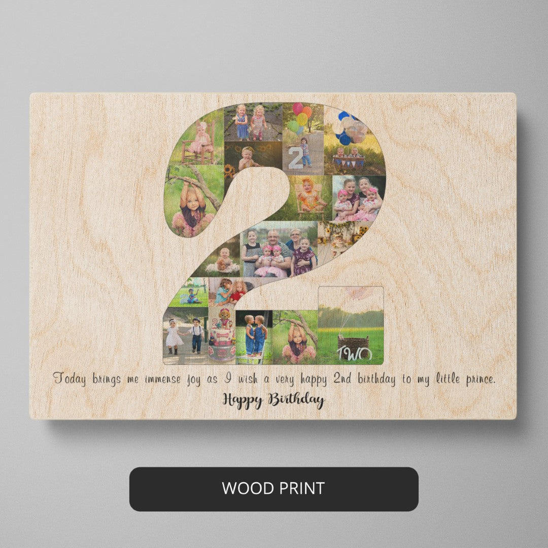 Gift for 2nd Birthday: Personalized Photo Collage with Birthday Theme