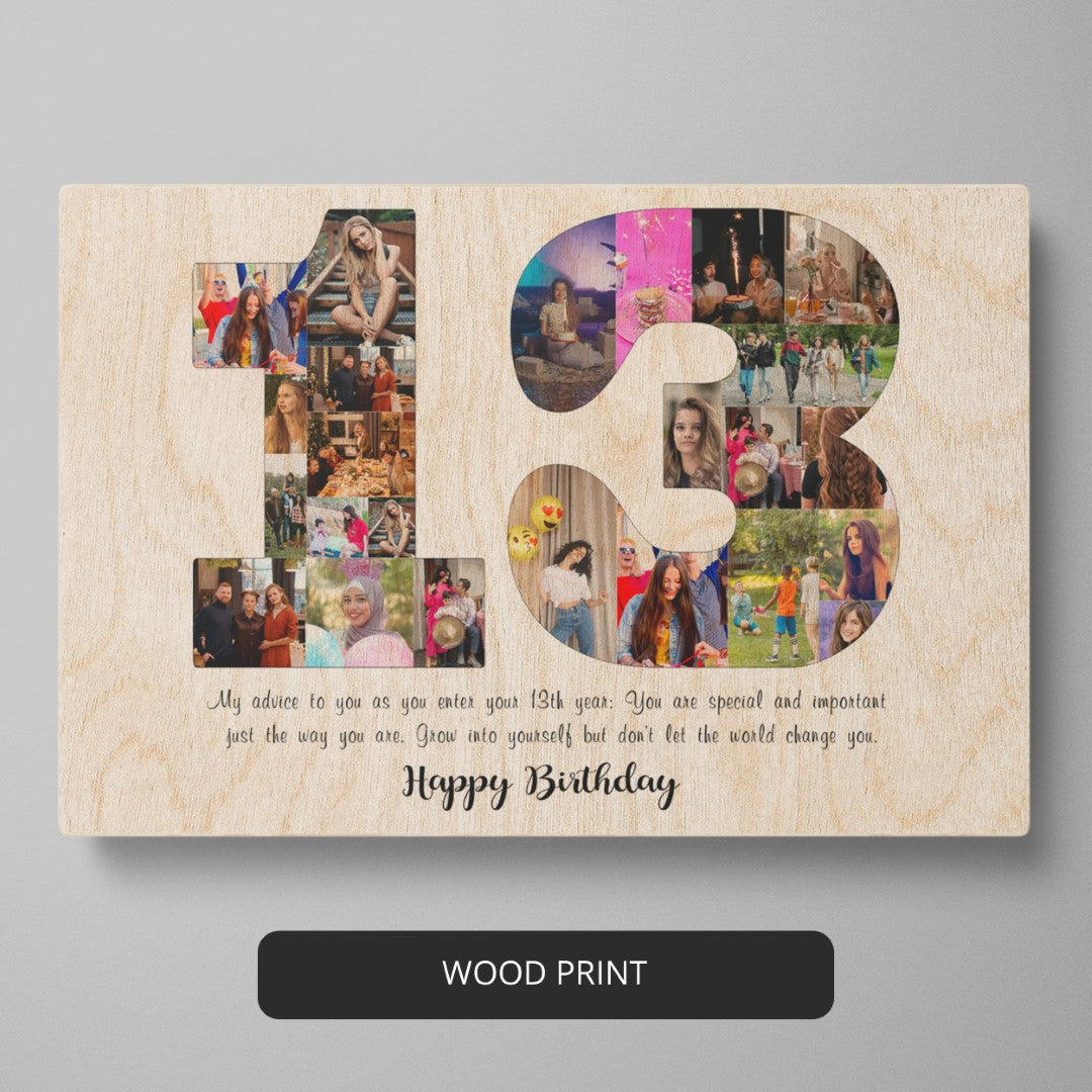 13th Birthday Gift Ideas - Customized Photo Collage for Girls