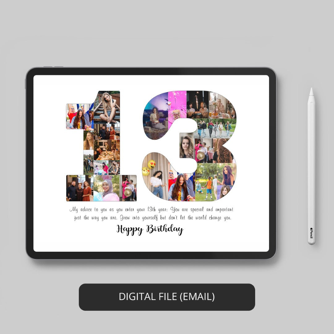 Thoughtful 13th Birthday Gift for Boys - Personalized Photo Collage Option