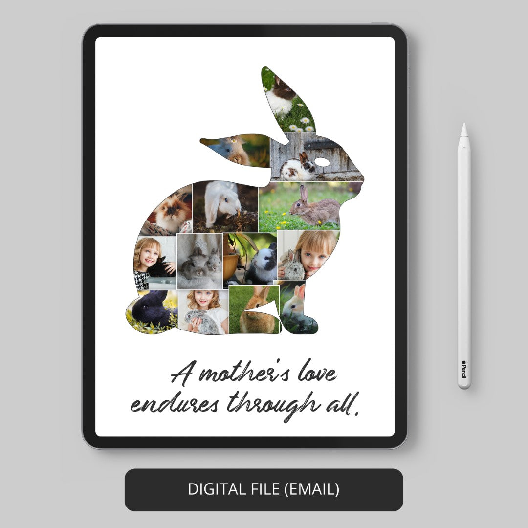Rabbit Themed Gifts - Customizable Rabbit Collage Art for Rabbit Enthusiasts