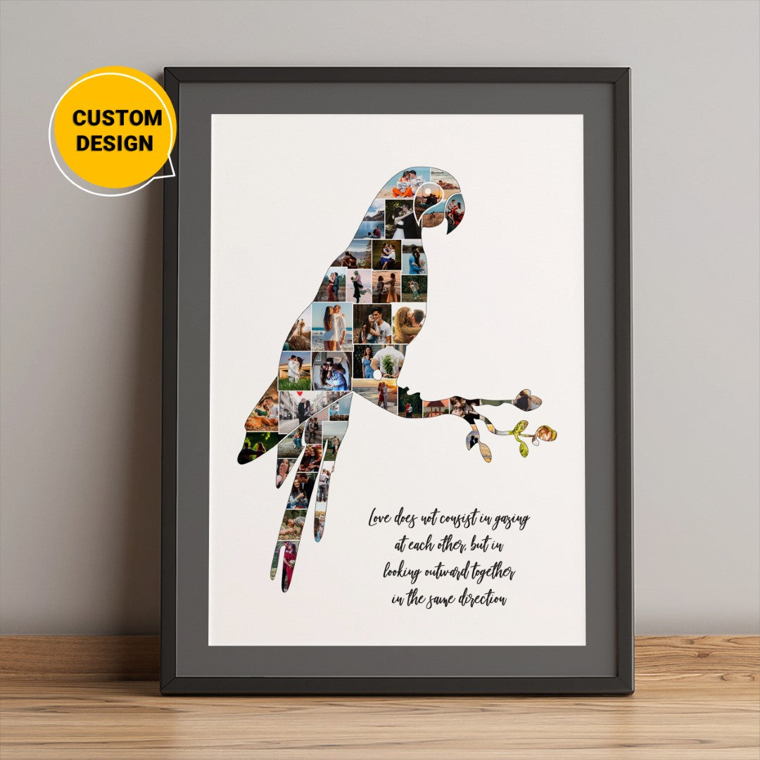 Colorful Parrot Wall Art - Vibrant Personalized Photo Collage