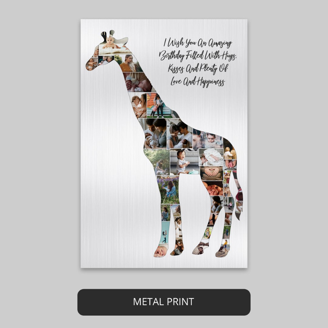 Giraffe Gift Ideas - Custom Photo Collage Poster for Giraffe Enthusiasts
