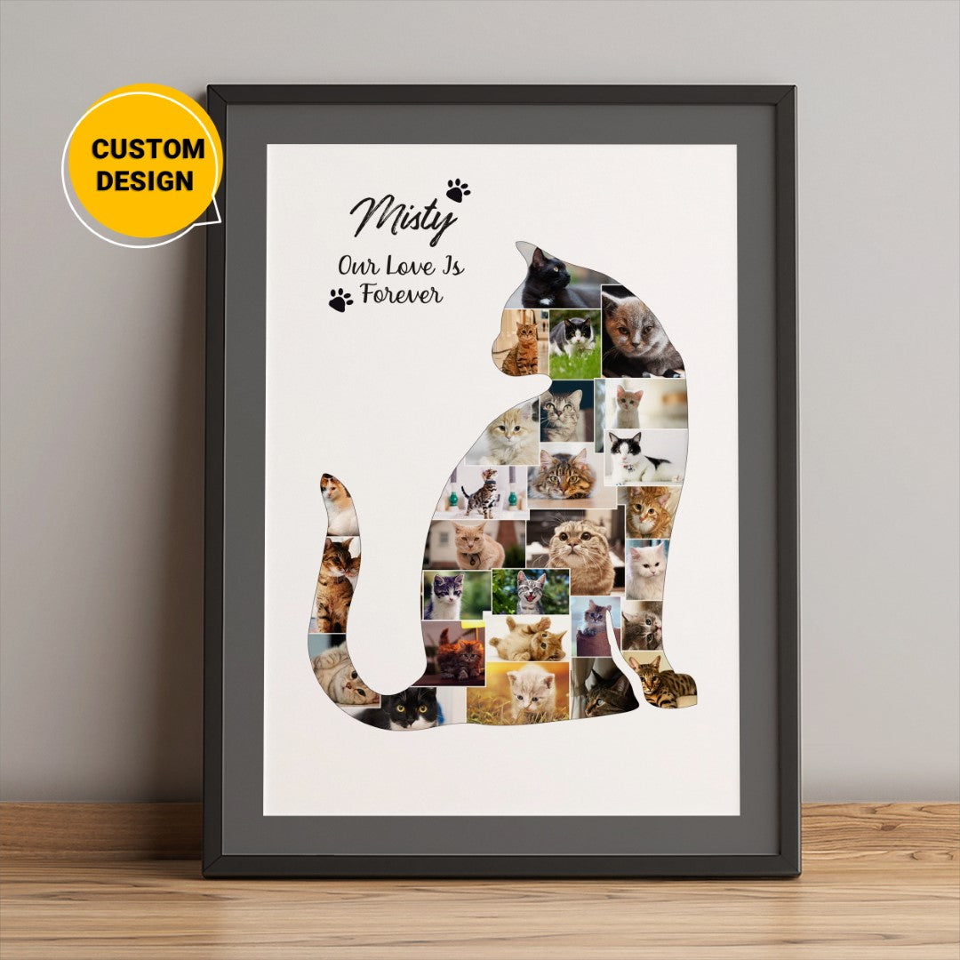 Personalized Cat Gifts: Custom Photo Collage for Cat Lovers - Ideal Cat-Themed Gifts