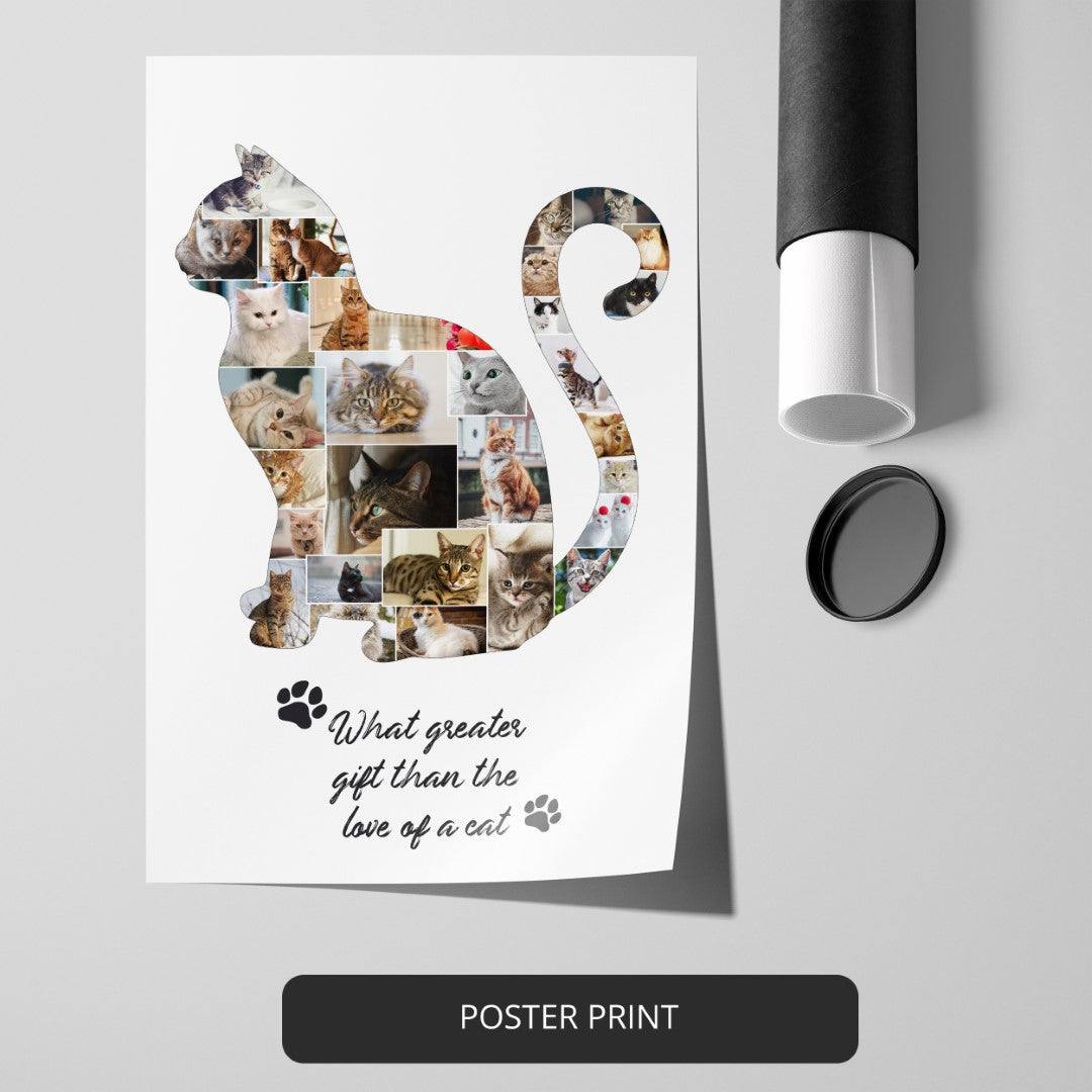 Cat Mom's Delight: Unique Cat Themed Personalized Photo Collage