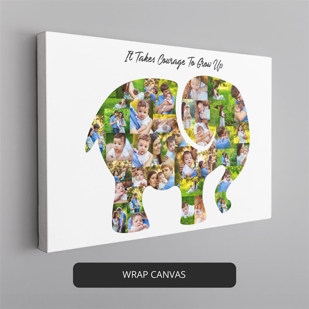 Elephant Gift Ideas - Personalized Photo Collage for Women and Elephant Wall Decor