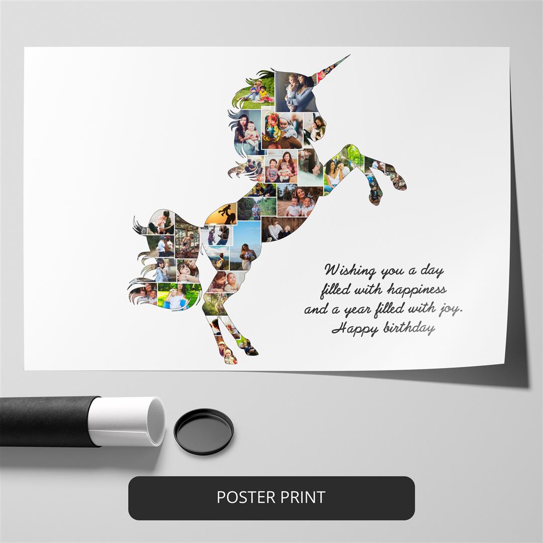 Unicorn Gift Idea: Unique Personalized Photo Collage Wall Art