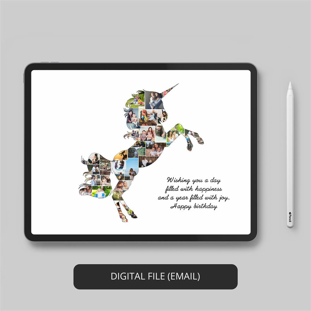 Unique Unicorn Gifts: Custom Photo Collage in Framed Wall Art