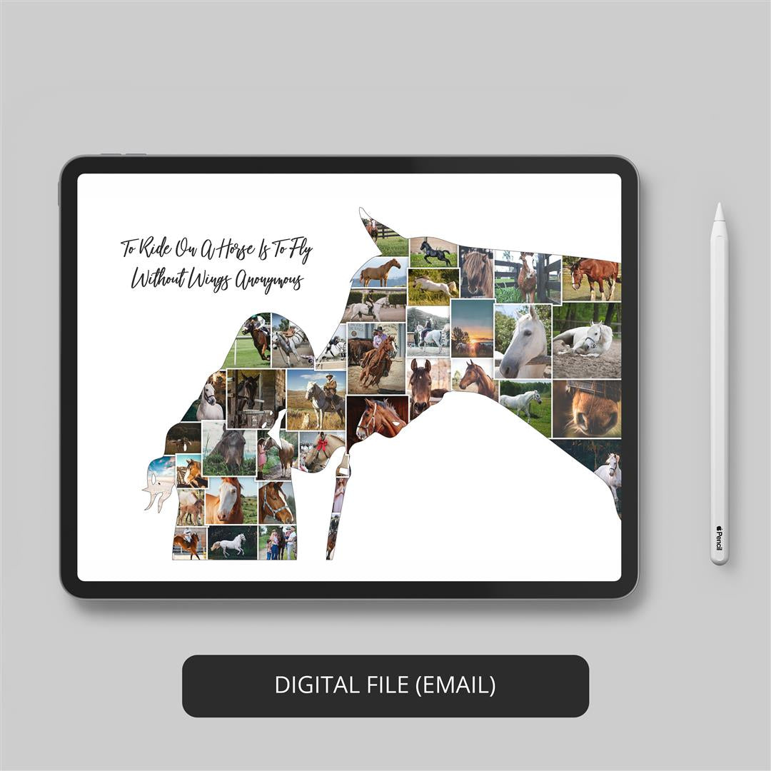 Horse Gifts for Her - Personalized Horse Collage Photo Frame