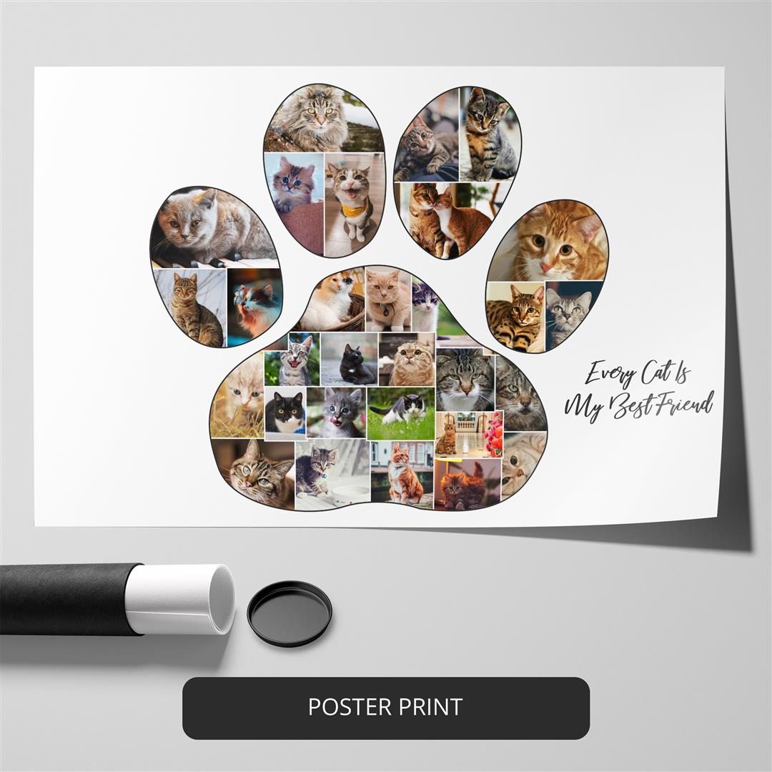 Cat Lovers Gifts - Customizable Cat Themed Photo Collage