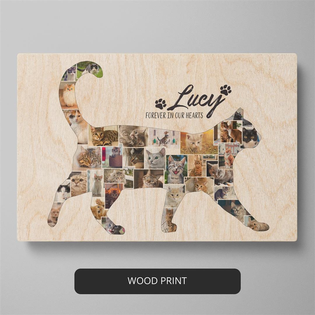 Pet cat memorial gifts: Preserve the memory of your beloved cat with our personalized photo collage