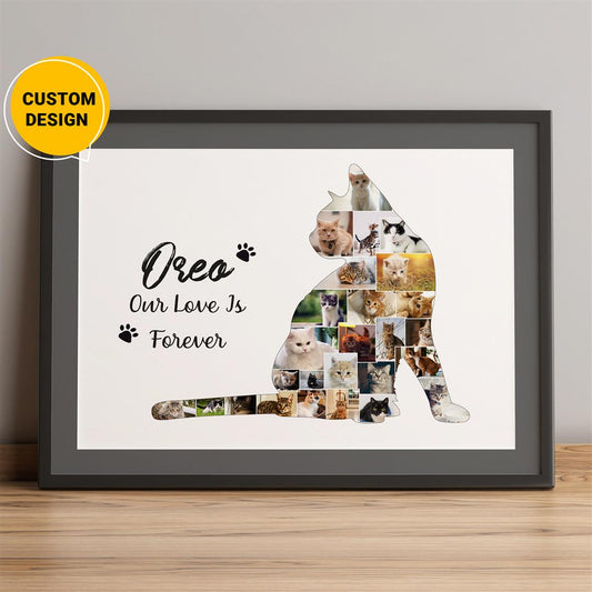 Personalized Cat Photo Collage - Unique Cat Decor and Cat Wall Art