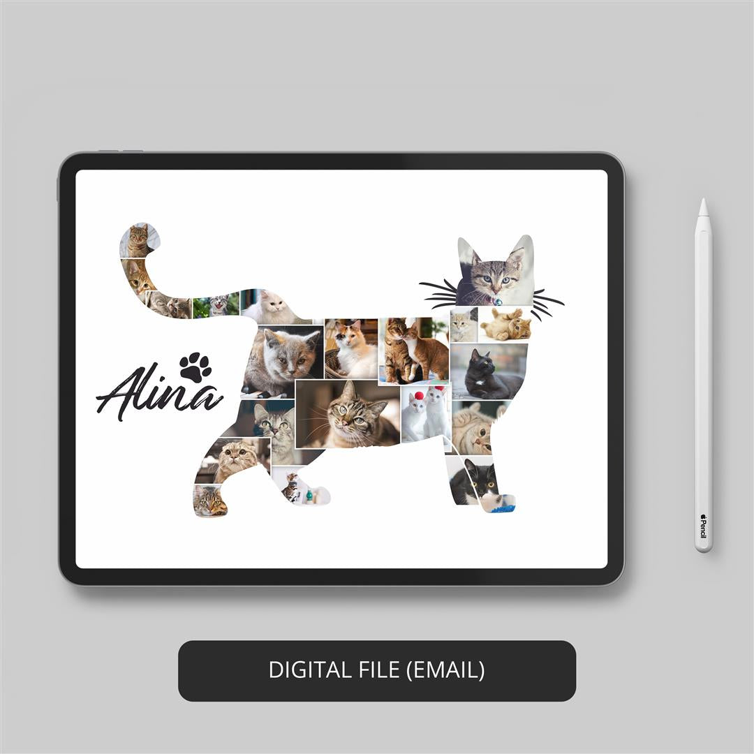 Cat Canvas Art - Customized Cat Photo Collage for Cat Lovers