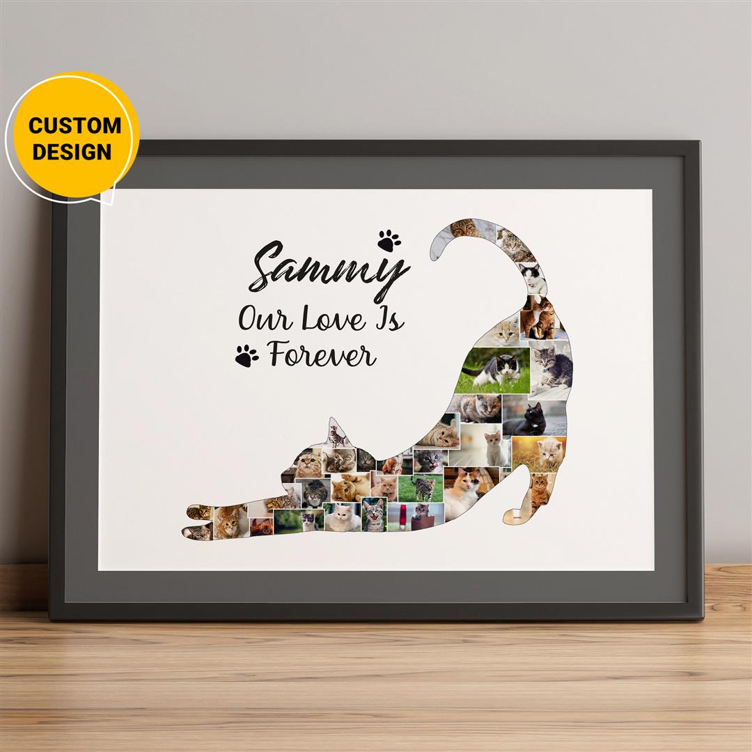 Custom Cat Wall Art - Personalized Photo Collage for Cat Lovers