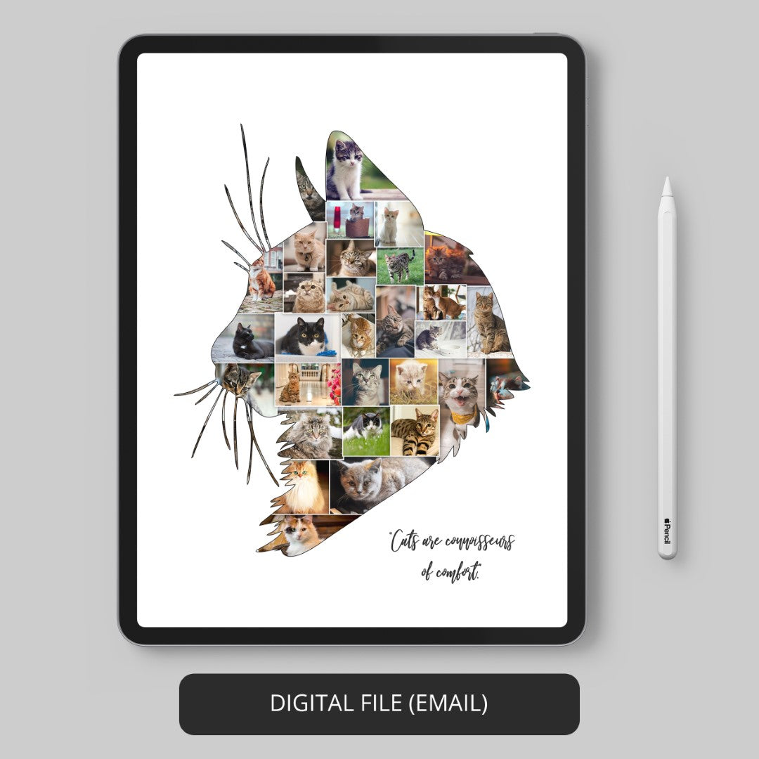 Cat Christmas Gifts - Customizable Cat Photo Collage Artwork