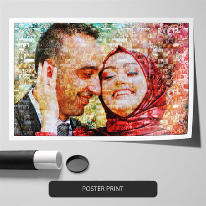 Photo Mosaic Portraits - Unique Golden Wedding Anniversary Gift