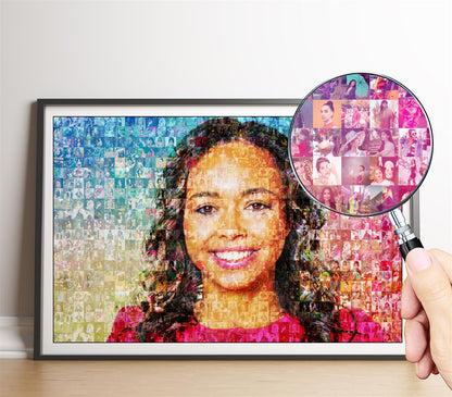 Unique Mosaic Picture Gift: Personalized Photo Collage for Girlfriend's Birthday