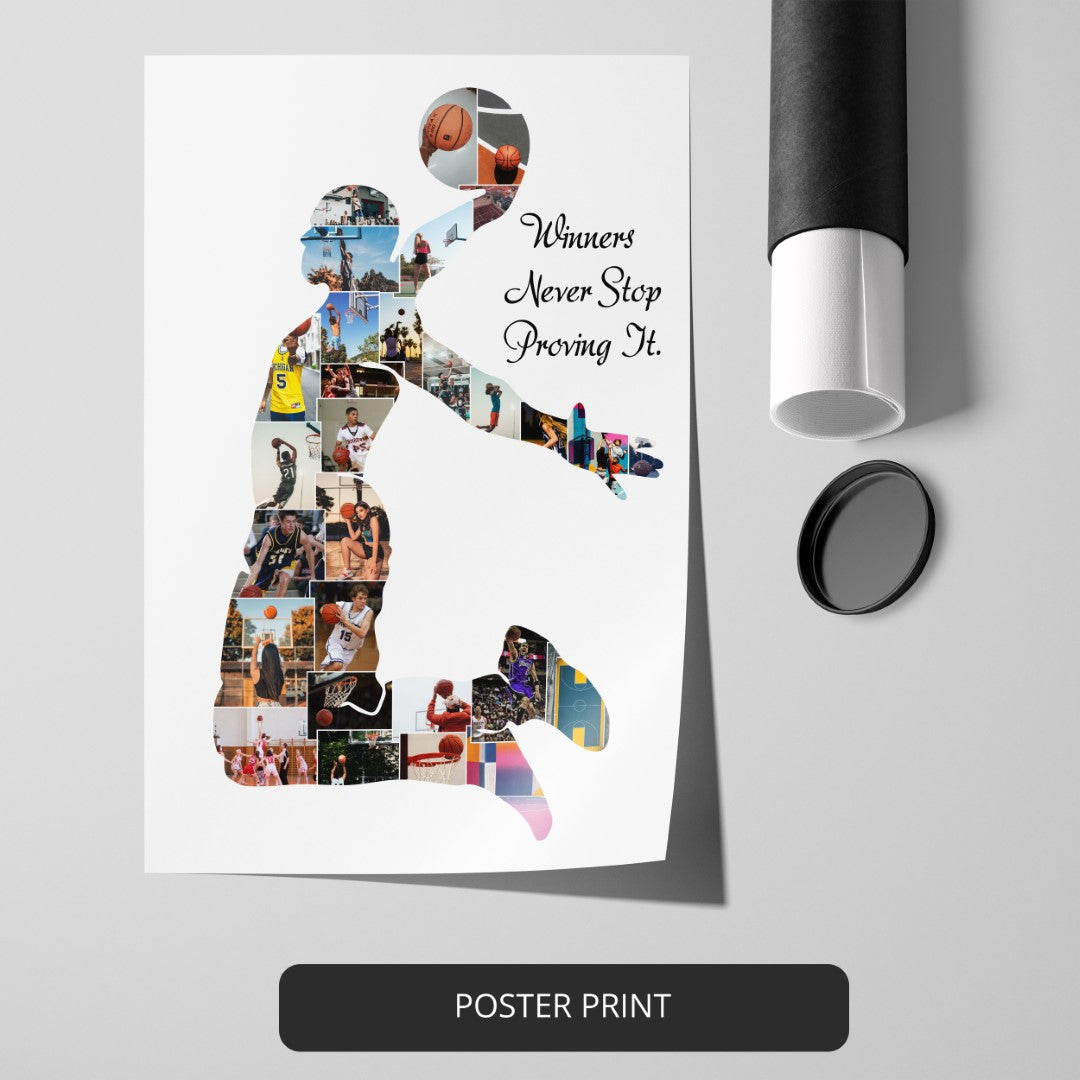 Unique Basketball Gifts for Boys - Personalized Photo Collage
