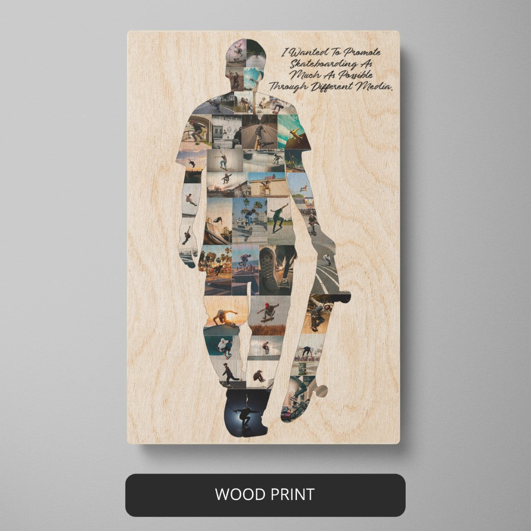 Gift for Skateboarder: Personalized Skateboard Photo Collage