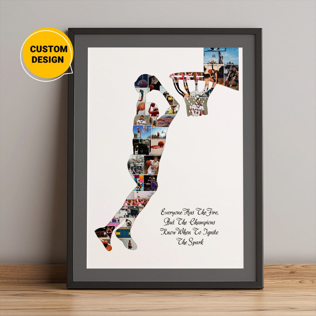 Personalized Basketball Gift: Custom Photo Collage for Basketball Enthusiasts"