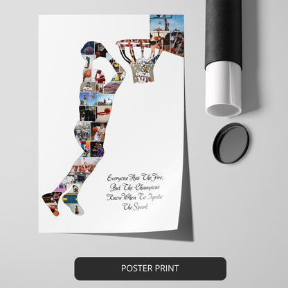 Unique Basketball Gift Idea: Personalised Photo Collage for Basketball Fans