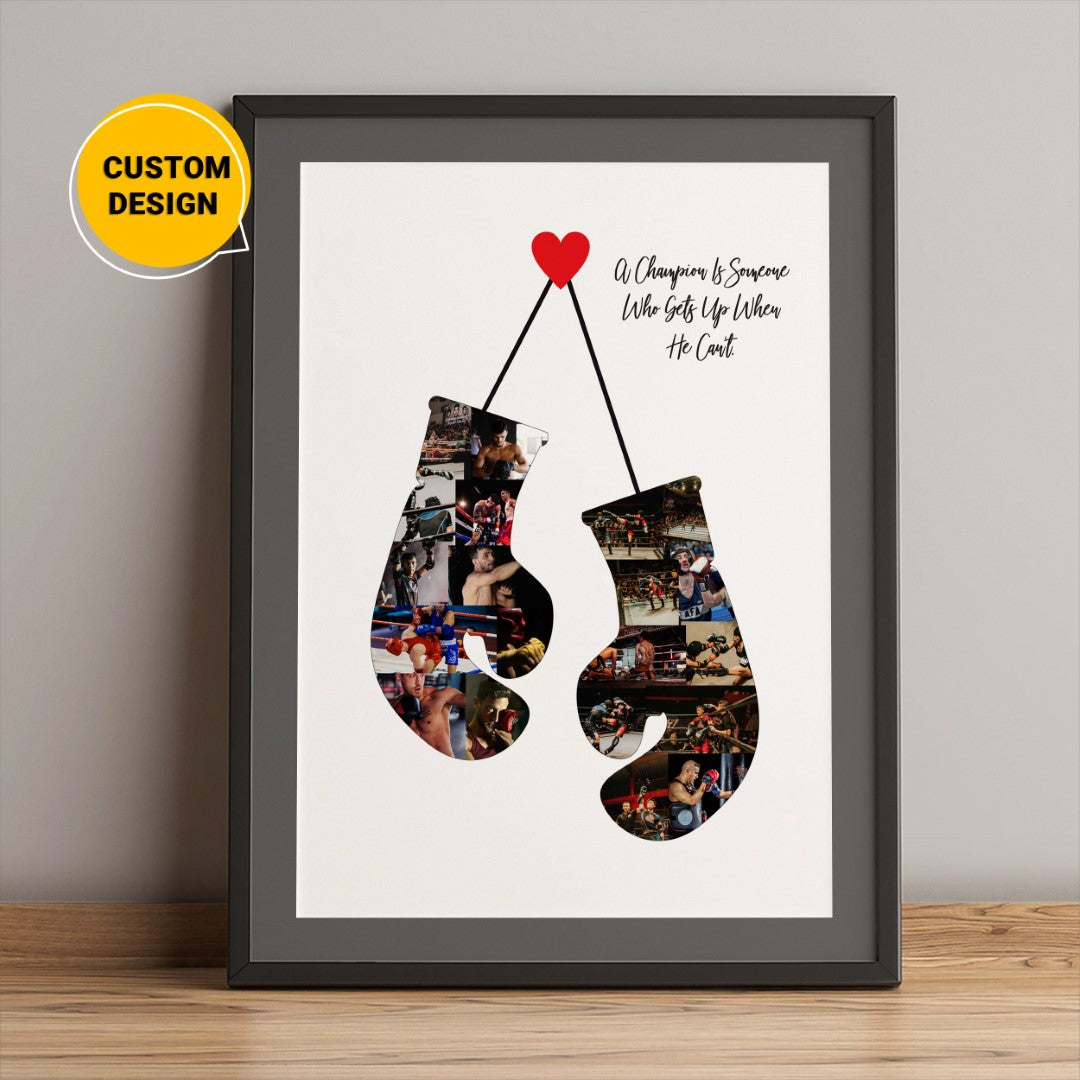 Personalized Boxing Gloves Photo Collage - Unique Boxing Gift Ideas for Him