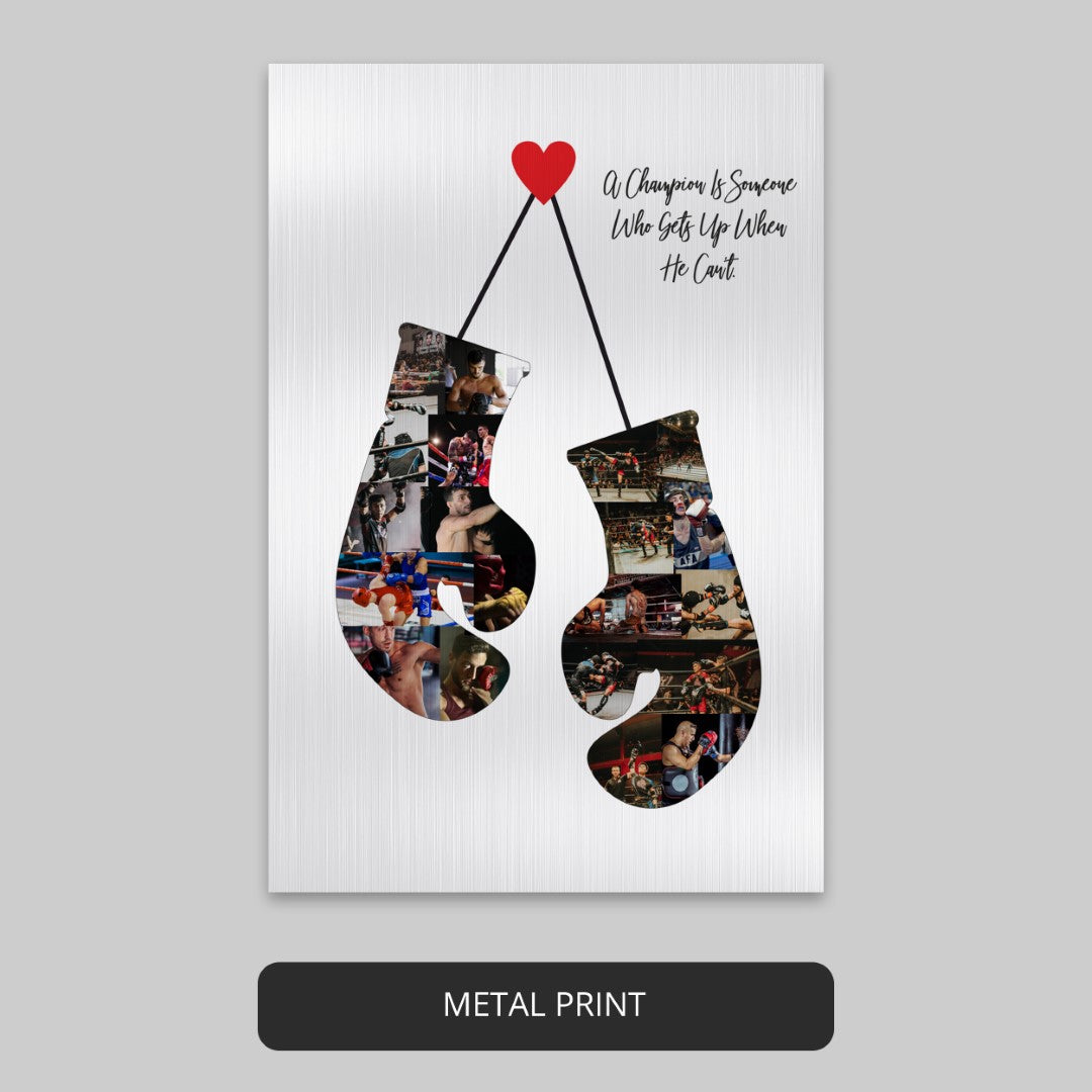 Boxing Gift for Boxing Fans - Personalized Photo Collage with Boxer Decor