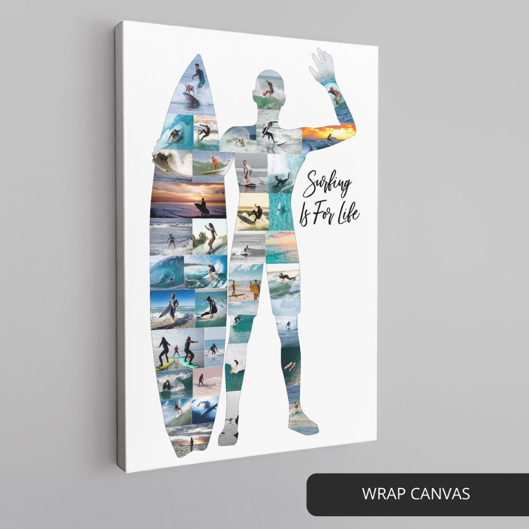 Surfer-Inspired Personalized Photo Collage - Best Surfer Gifts