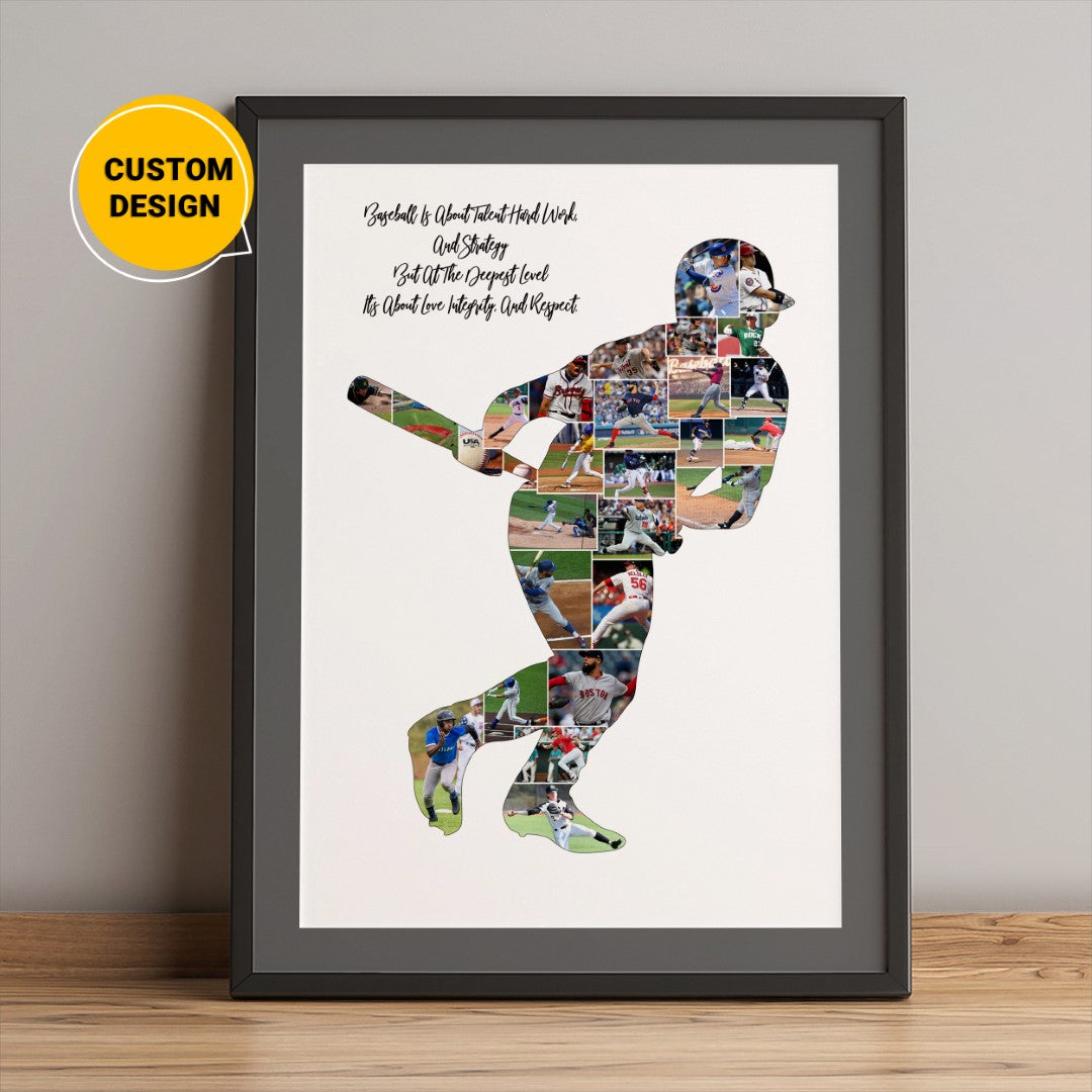 Personalized Baseball Fathers Day Gifts - Custom Baseball Photo Collage