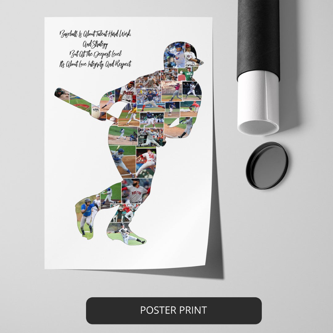Baseball Father's Day Gift - Personalized Baseball Photo Collage
