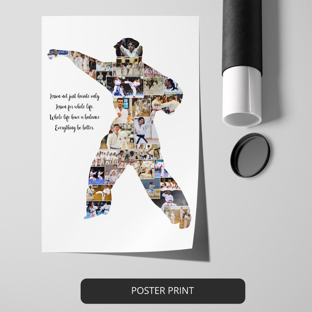 Unique Karate Teacher Gift Ideas: Personalized Photo Collage with Martial Arts Artwork