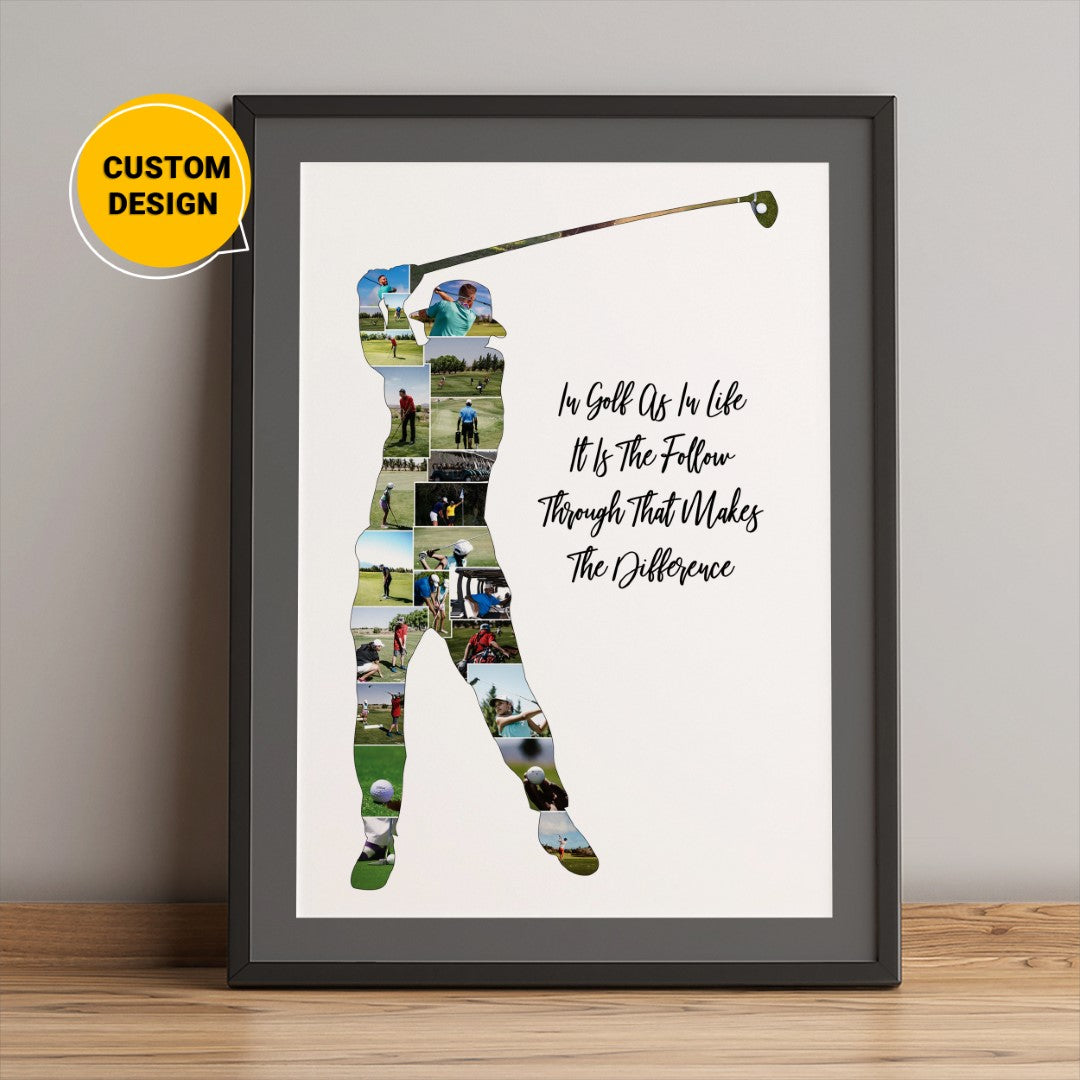 Personalized Golf Gifts for Him - Customizable Golf-Themed Photo Collage