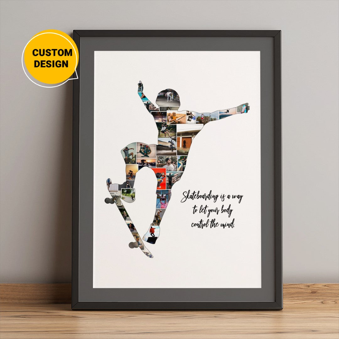 Personalized Photo Collage: Unique Skateboard Gifts for Guys"