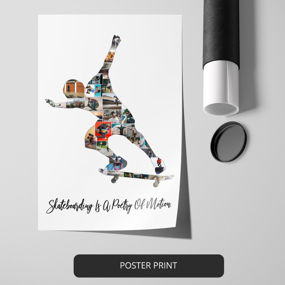 Unique skateboard gift ideas - Customized photo collage for skateboarders