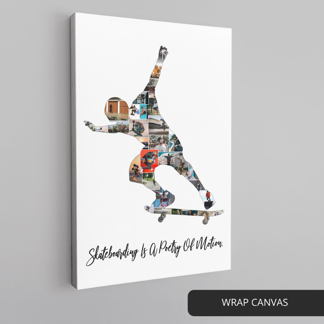 Skateboarding art prints - Vibrant personalized photo collage for skateboarding decor