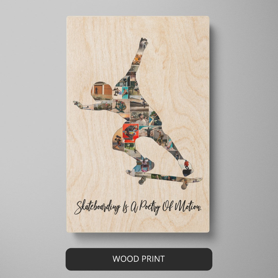 Best gift for skateboarder - Handcrafted skateboard-themed photo collage