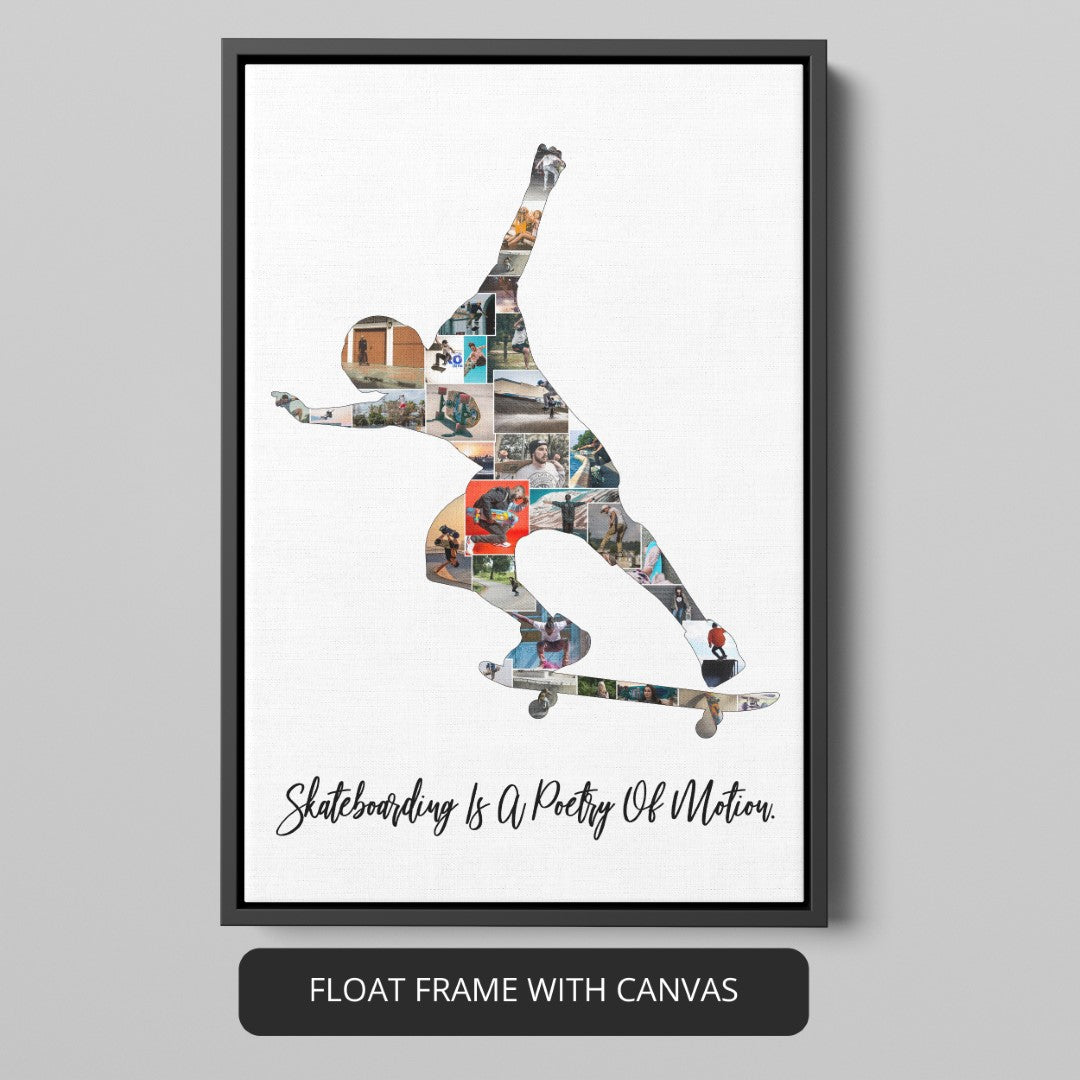 Gifts for skateboard lovers - Personalized skateboarder art photo collage