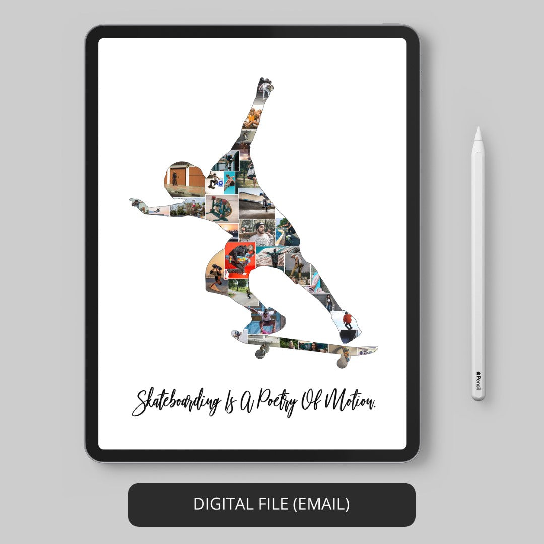 Cool gifts for skateboarders - Expressive skateboard-themed photo collage for every enthusiast