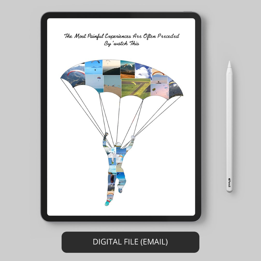 Perfect Paragliding Gift: Artful Photo Collage for Coaches and Adventure Enthusiasts