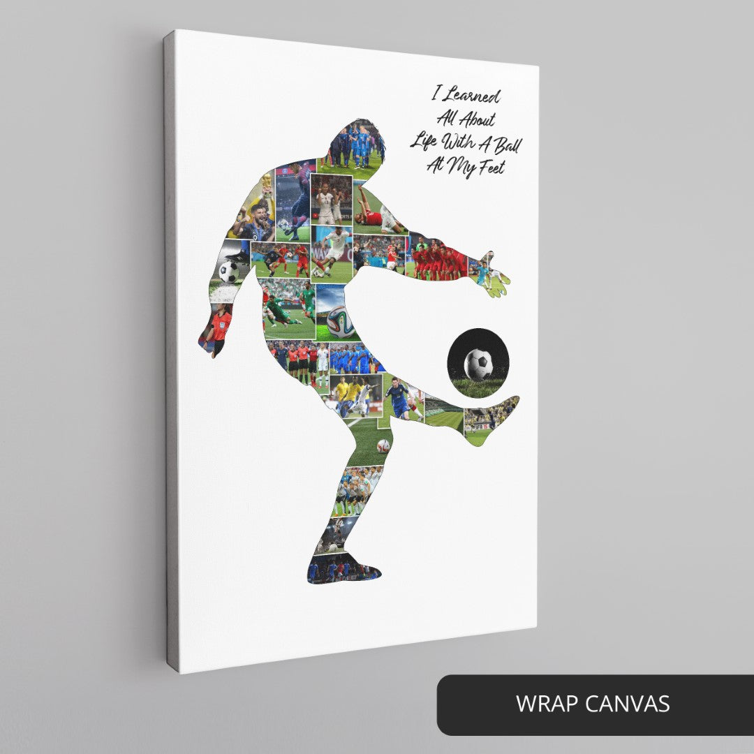 Unique football player wall art: Personalized gift for football lovers