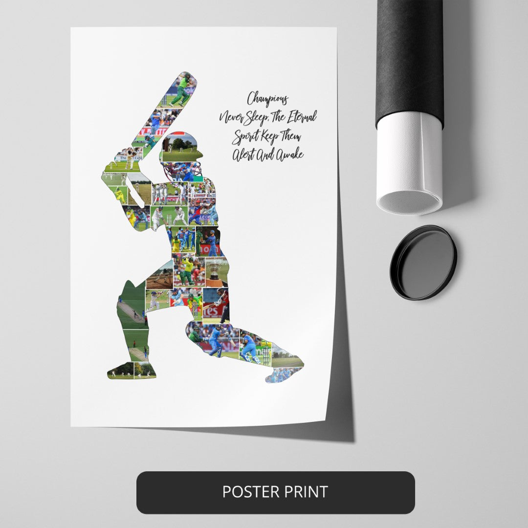 Cricket Gifts for Boys: Unique Personalized Photo Collage with Cricket Theme