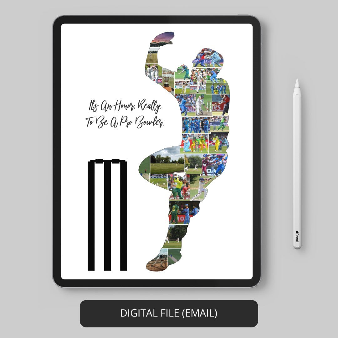 Personalised cricket gifts brought to life in a cricket-themed photo collage