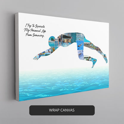 Swimming Wall Art: Unique Photo Collage for Swim Enthusiasts