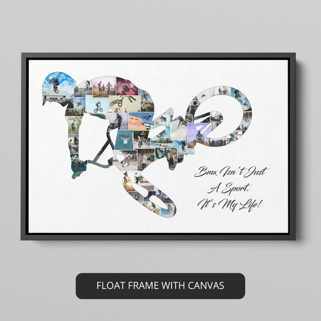 Cycling canvas wall art: Customizable photo collage for cycling lovers