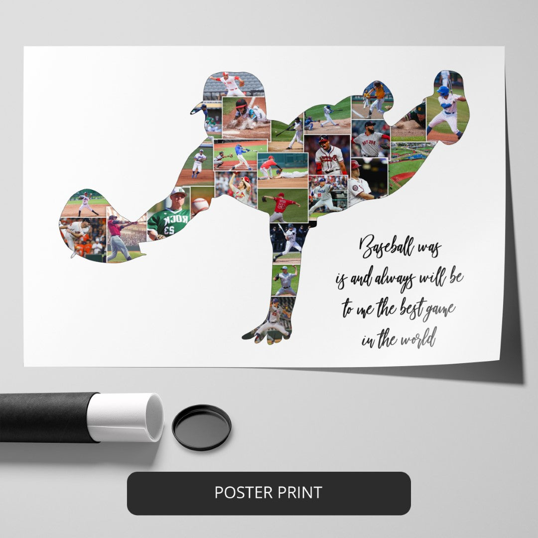 Boyfriend Baseball Gifts: Customized Baseball Photo Collage Artwork