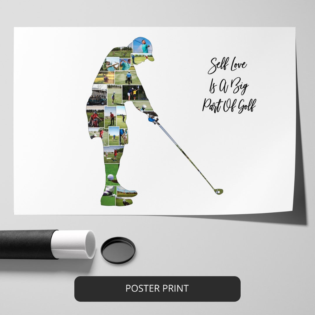 Retirement Gift for Golfer: Unique Personalized Photo Collage with Golfing Theme