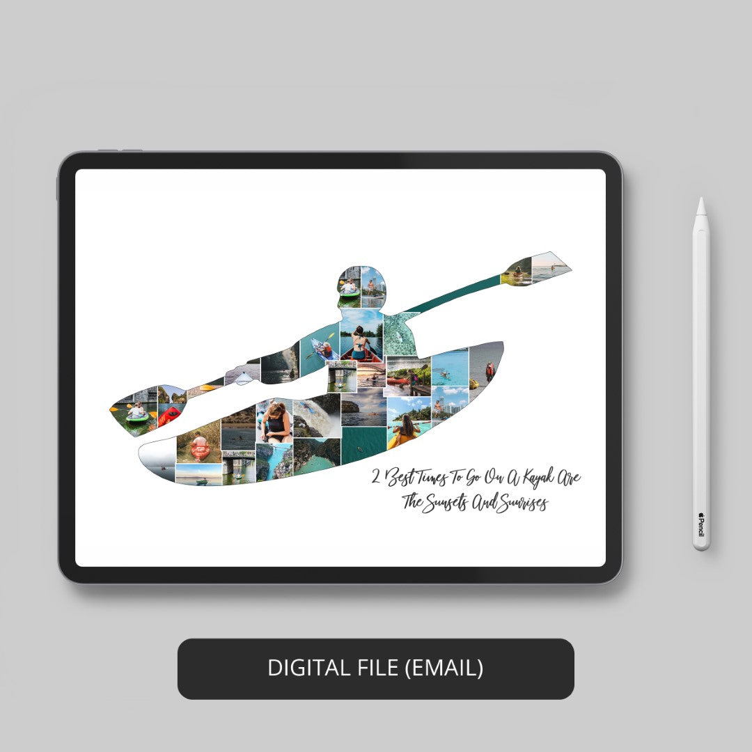 Kayaker Gift Ideas - Personalized Photo Collage for Paddling Enthusiasts